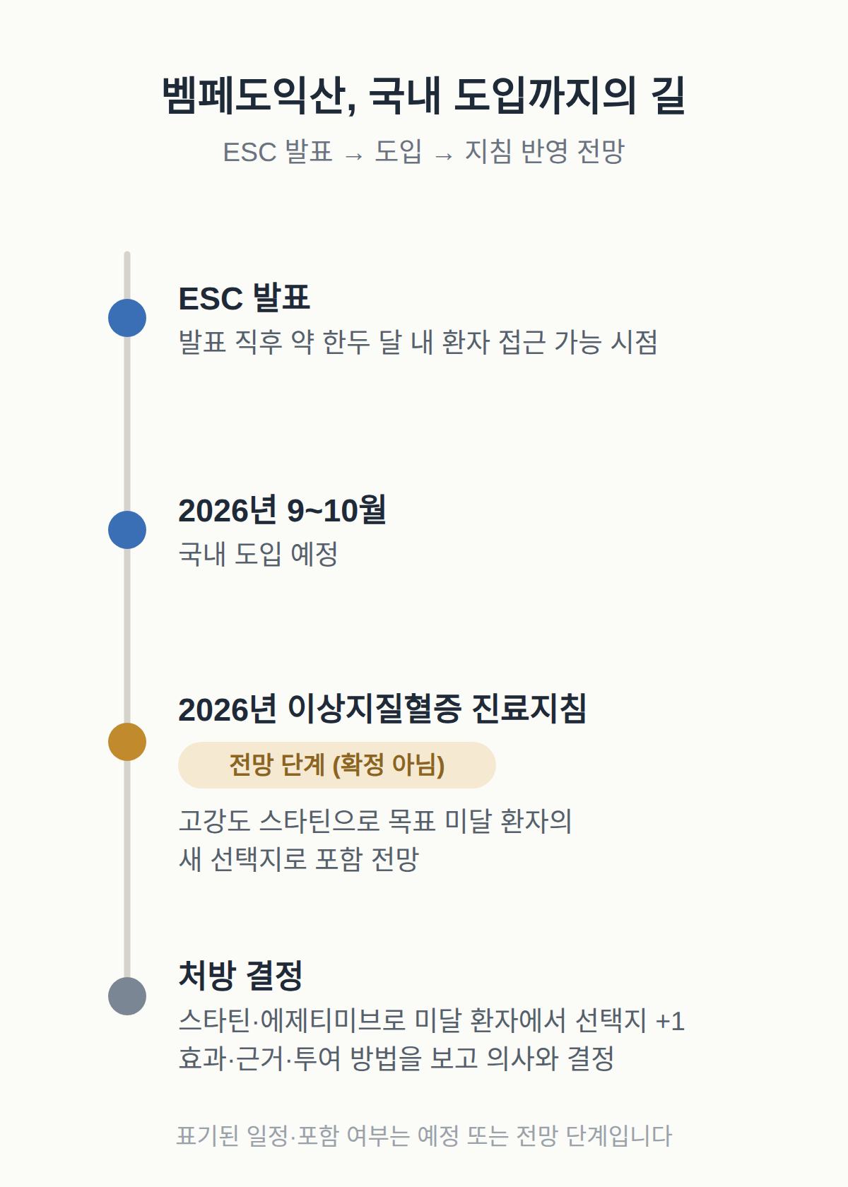국내 도입 일정과 진료지침 반영 전망