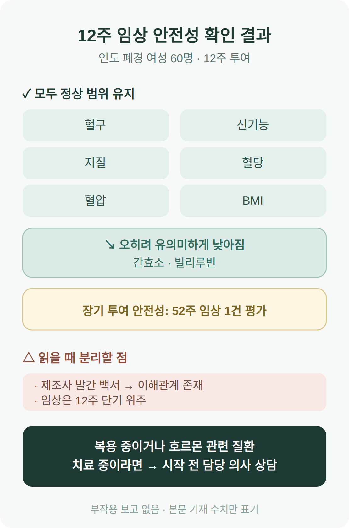 안전성 확인 항목과 남은 한계