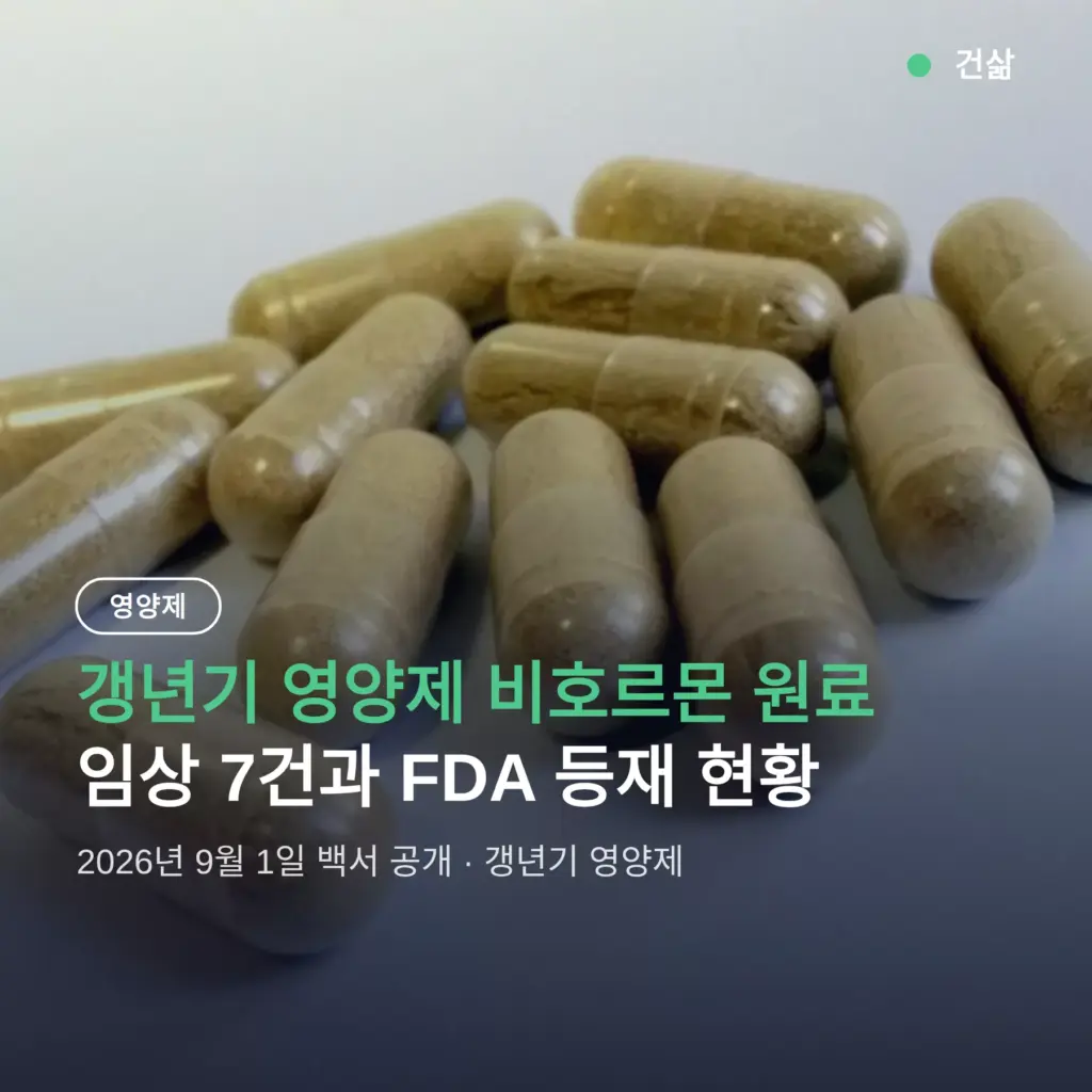 갱년기 영양제 비호르몬 원료, 임상 7건과 FDA 등재 현황