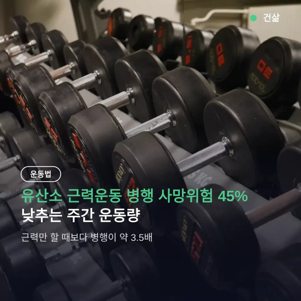 유산소 근력운동 병행 사망위험 45% 낮추는 주간 운동량