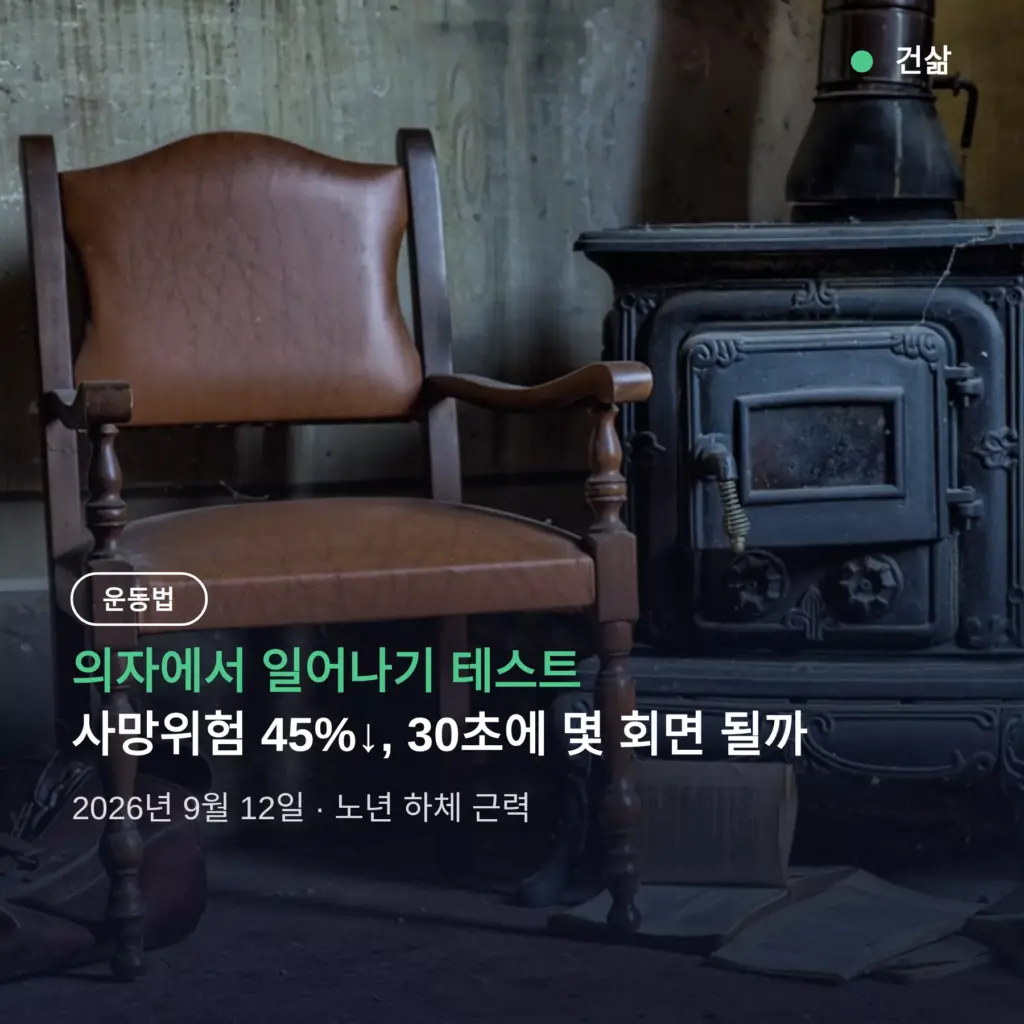 의자에서 일어나기 테스트 사망위험 45%↓, 30초에 몇 회면 될까