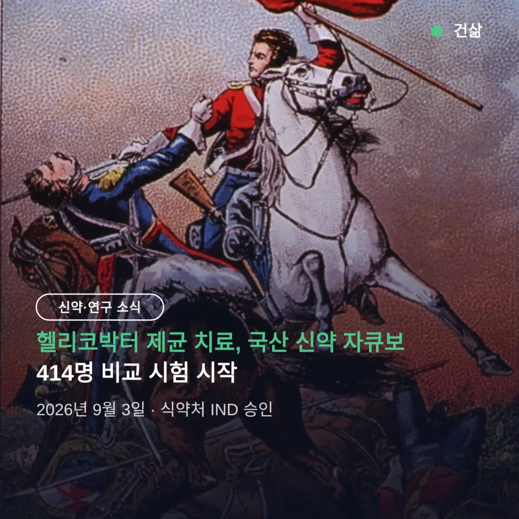 헬리코박터 제균 치료, 국산 신약 자큐보 3상 승인 — 414명 비교 시험 시작