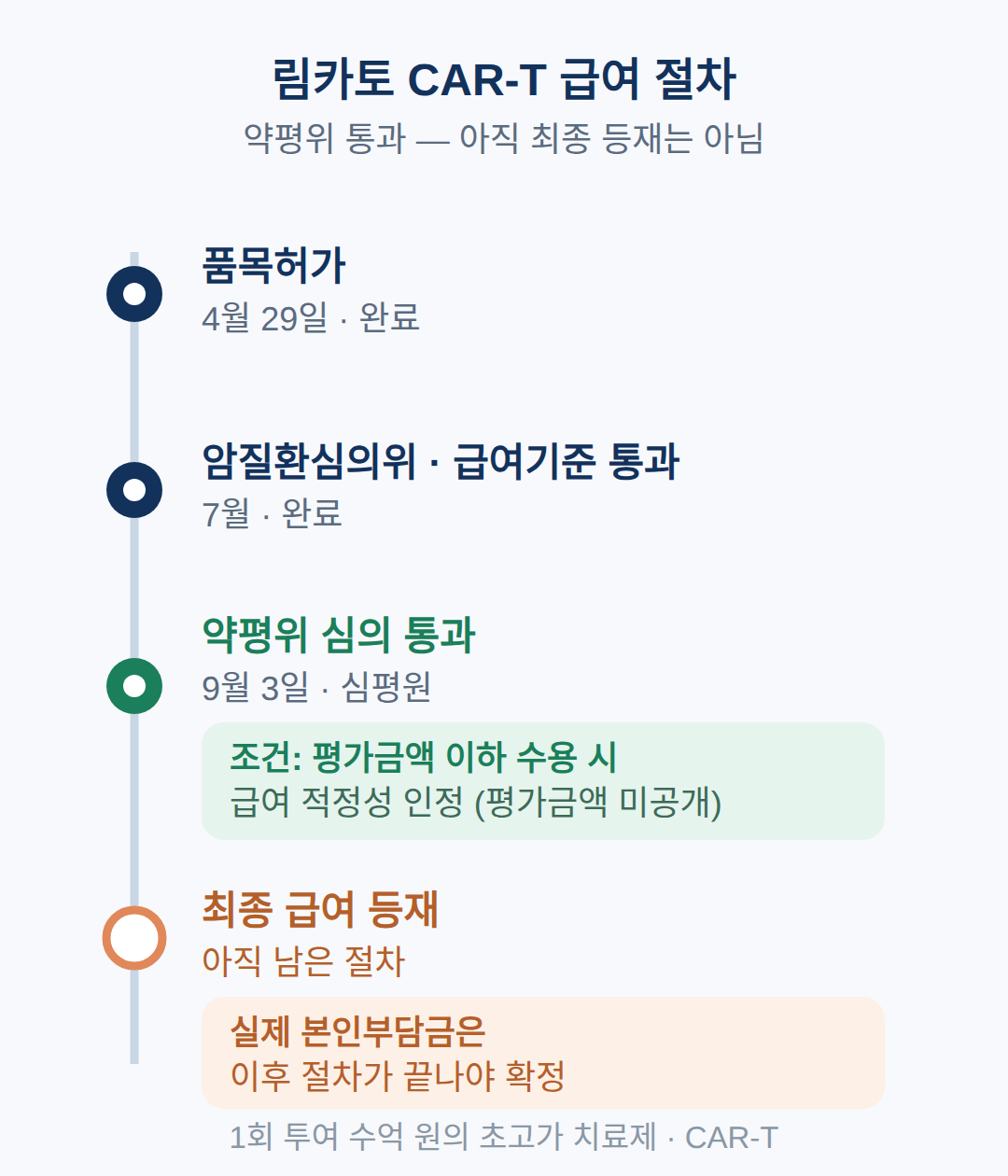 림카토 CAR-T 급여 적정성 인정, 남은 절차는 무엇인가