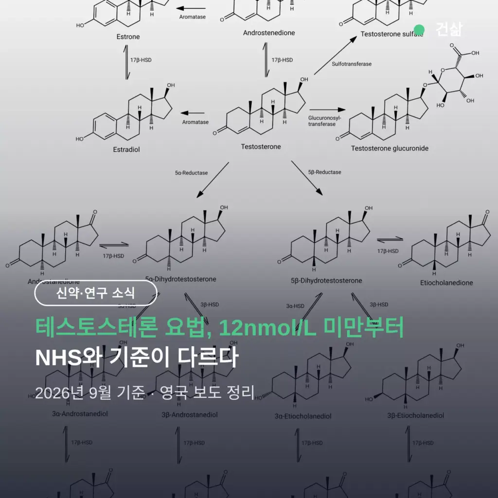 테스토스테론 요법, 12nmol/L 미만부터 — NHS와 기준이 다르다
