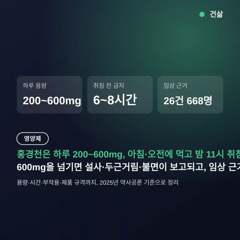 홍경천 부작용 하루 200~600mg, 오후 3~5시 이후 피하세요 — 용량·복용 시간 정리