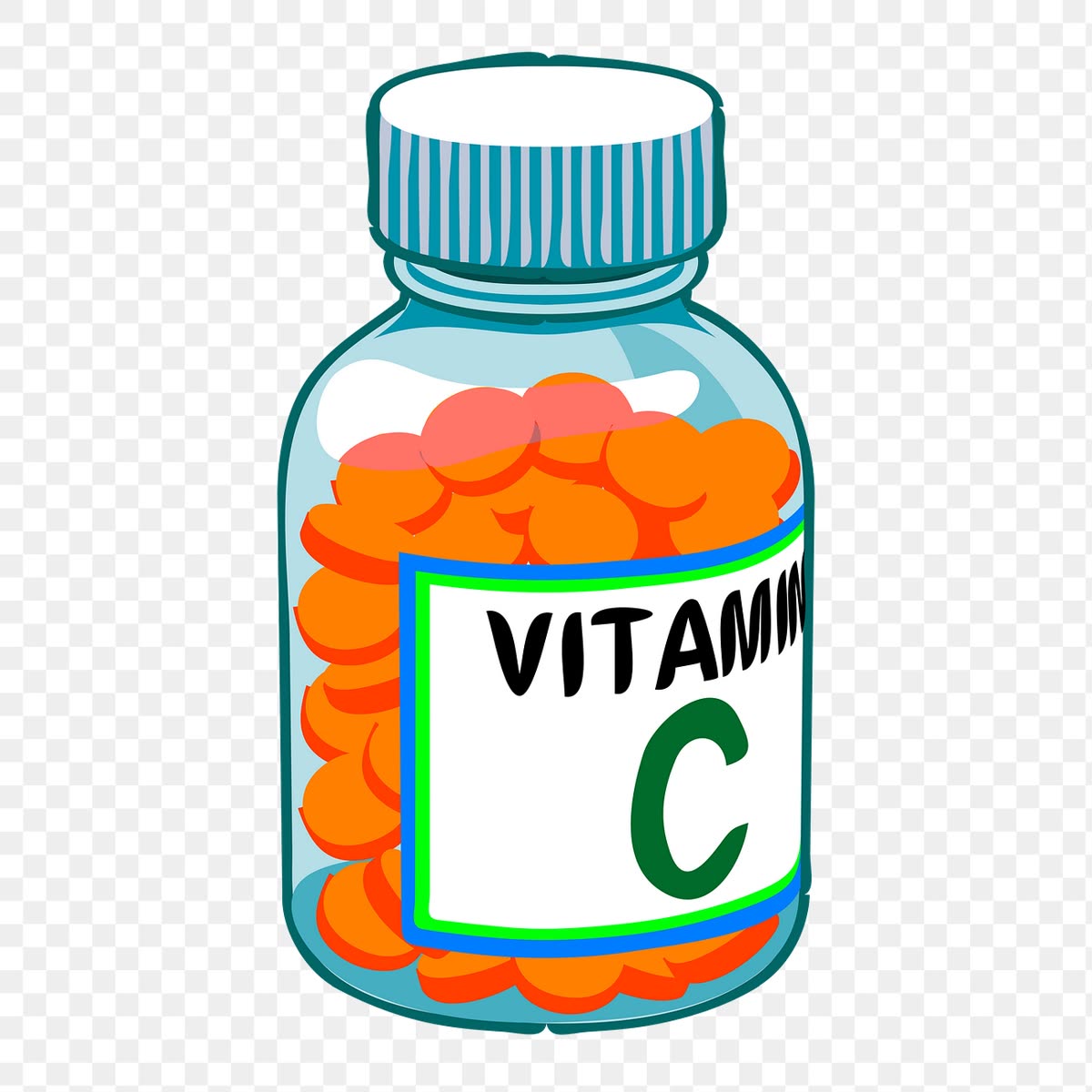 Vitamin C png bottle sticker — 비타민C 하루 최대 2000mg, 표준제조기준 개정으로 달라진 것